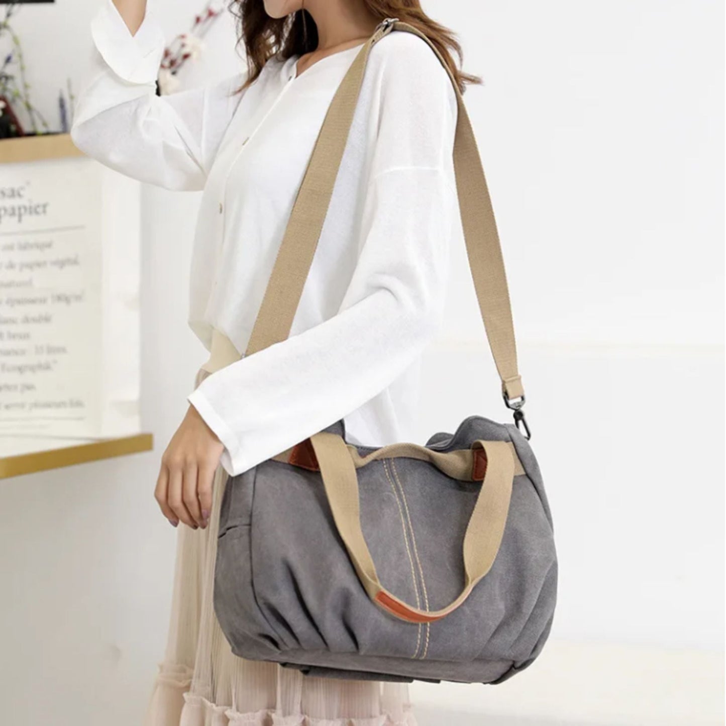 Bolso de lona Vintage Informal Tendencia Denim 2025