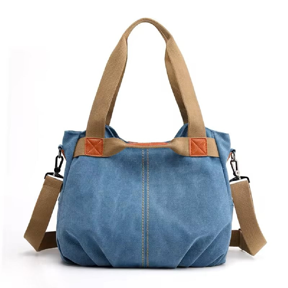 Makeway - Bolso de lona Vintage informal tendencia denim 2024 - Azul