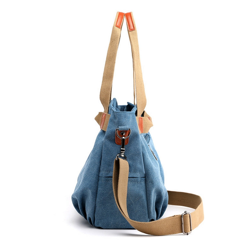Makeway - Bolso de lona Vintage informal tendencia denim 2024 - Azul