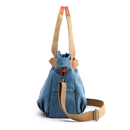 Makeway - Bolso de lona Vintage informal tendencia denim 2024 - Azul