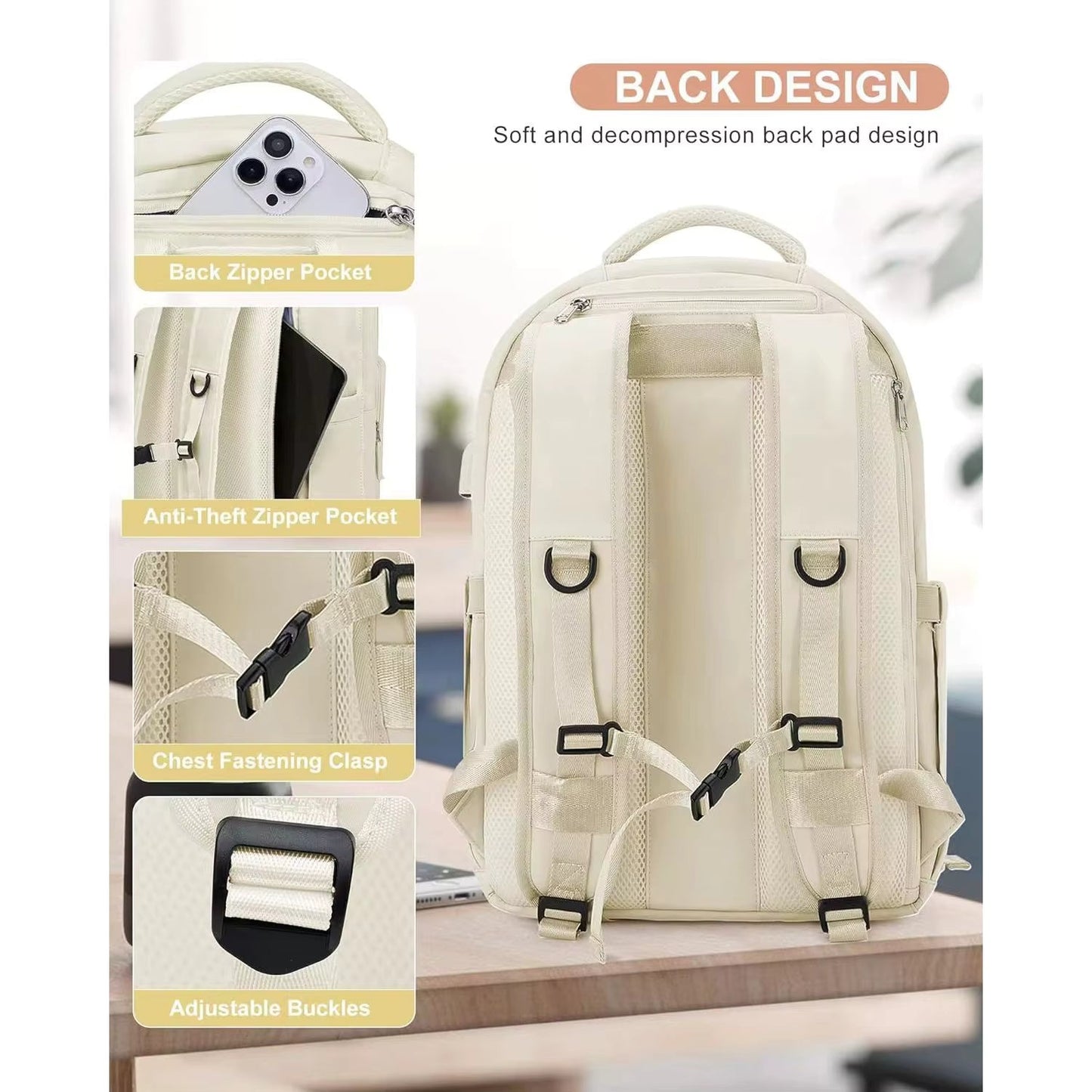 Makeway - Mochila de viaje viral tendencia - Blanco