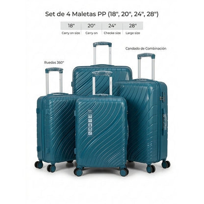 Makeway - Set de Maleta de viaje PP 18 - 20 - 24 - 28 pulgadas